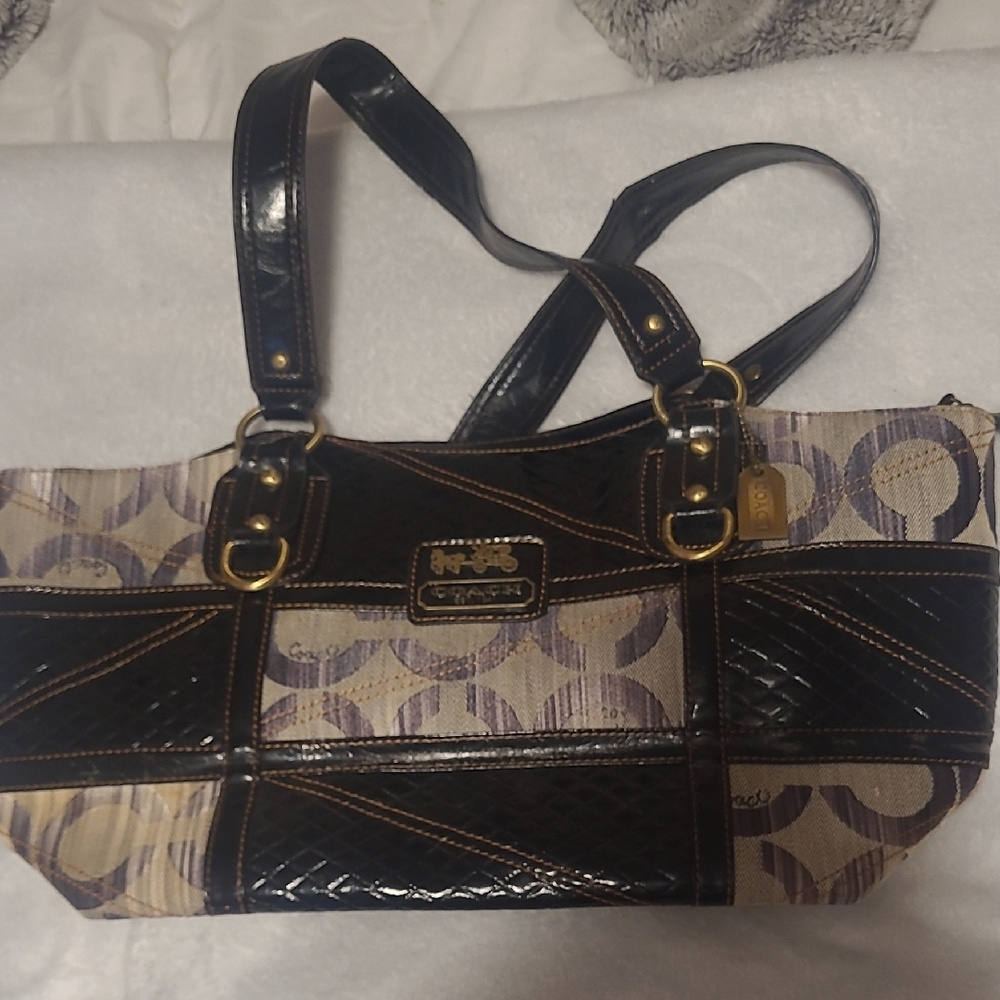 Black and Cream Patchwork Shoulder Bag